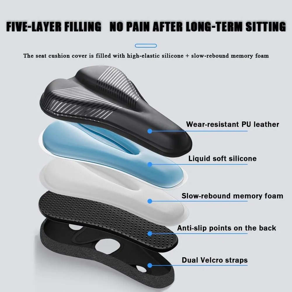Bike Seat Cushion for Merida Scultura Endurance 6000 Scultura Endurance 7000-E, Memory Foam & Gel Padded Cover Bicycle Seat for Men Women Shock-Absorbing Comfort Bike Seat Pad,B