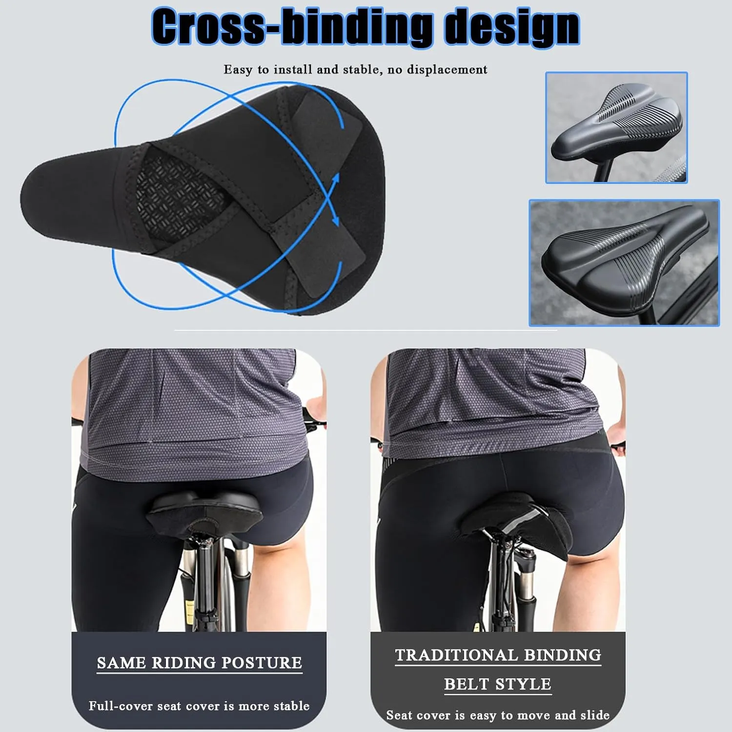 Bike Seat Cushion for Merida Scultura Endurance 6000 Scultura Endurance 7000-E, Memory Foam & Gel Padded Cover Bicycle Seat for Men Women Shock-Absorbing Comfort Bike Seat Pad,B