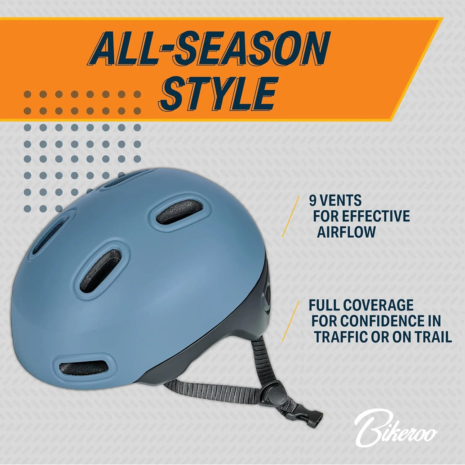 Bikeroo Adult Multi Sport Bike Helmet with Rear Safety Light, Adjustable Head Protection All Purpose Cycling Safety Gear for Men & Women
