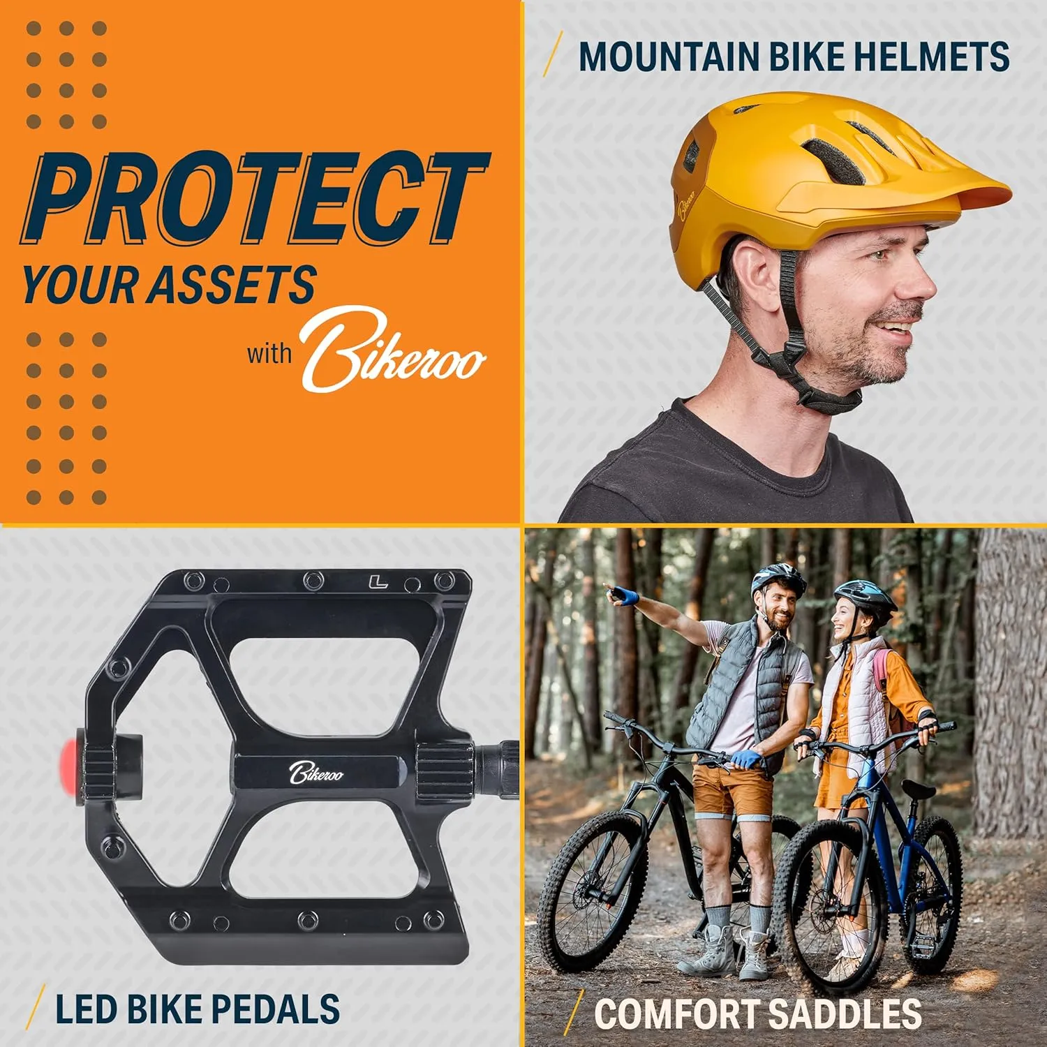 Bikeroo Adult Multi Sport Bike Helmet with Rear Safety Light, Adjustable Head Protection All Purpose Cycling Safety Gear for Men & Women