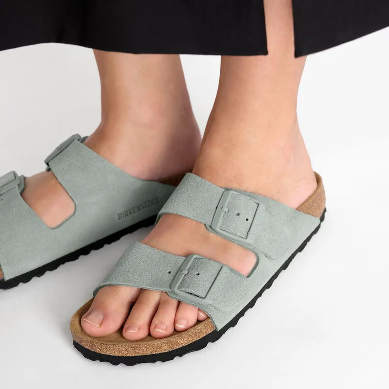 Birkenstock Arizona Soft Footbed Narrow Slide Sandal (Women) - Pure Sage Suede