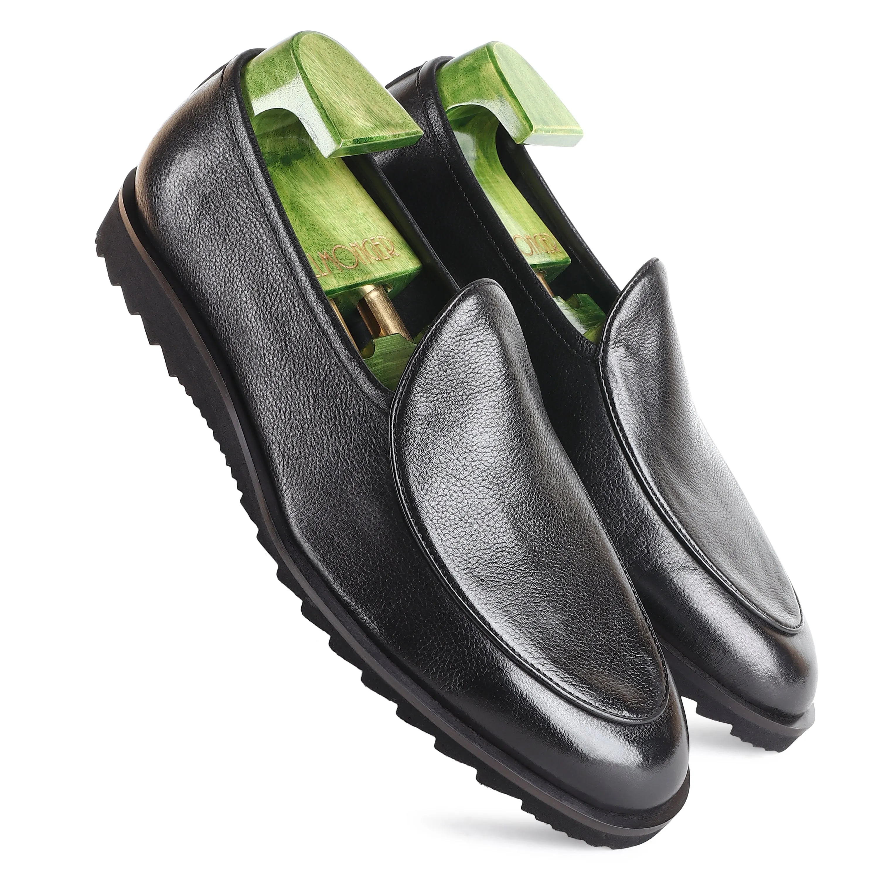 Black Milled Belgian Flex Extralight Tooth Sole Loafer