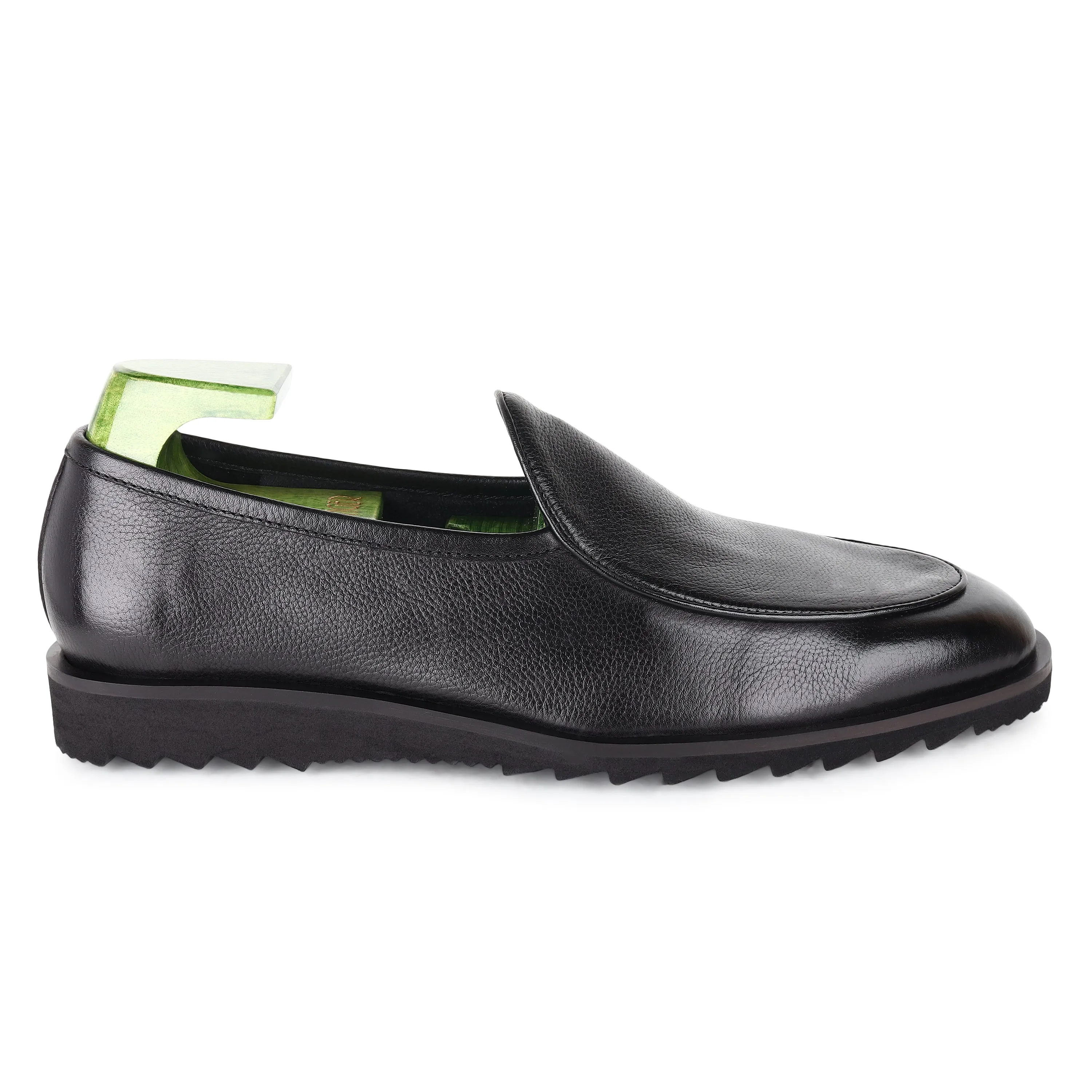 Black Milled Belgian Flex Extralight Tooth Sole Loafer