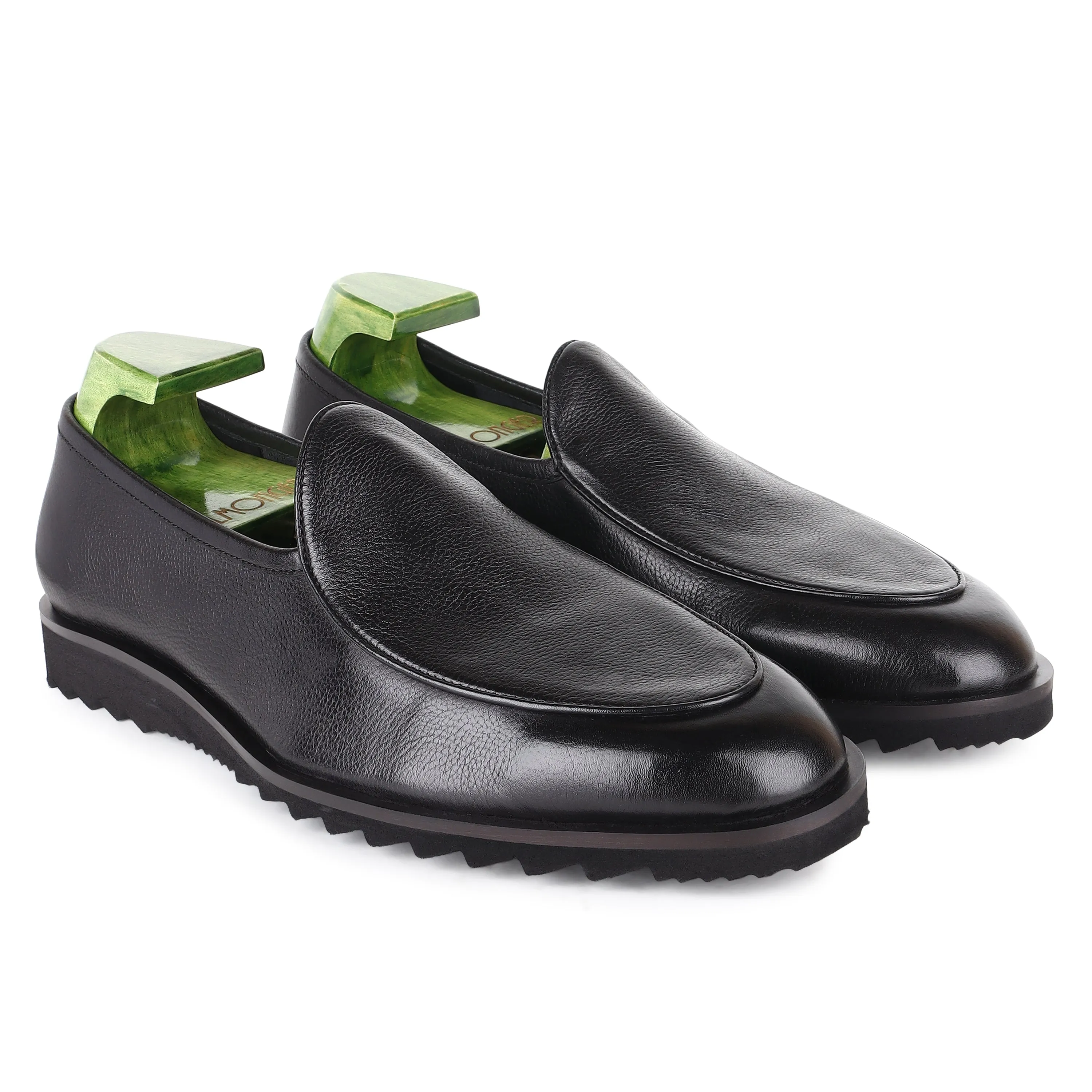 Black Milled Belgian Flex Extralight Tooth Sole Loafer