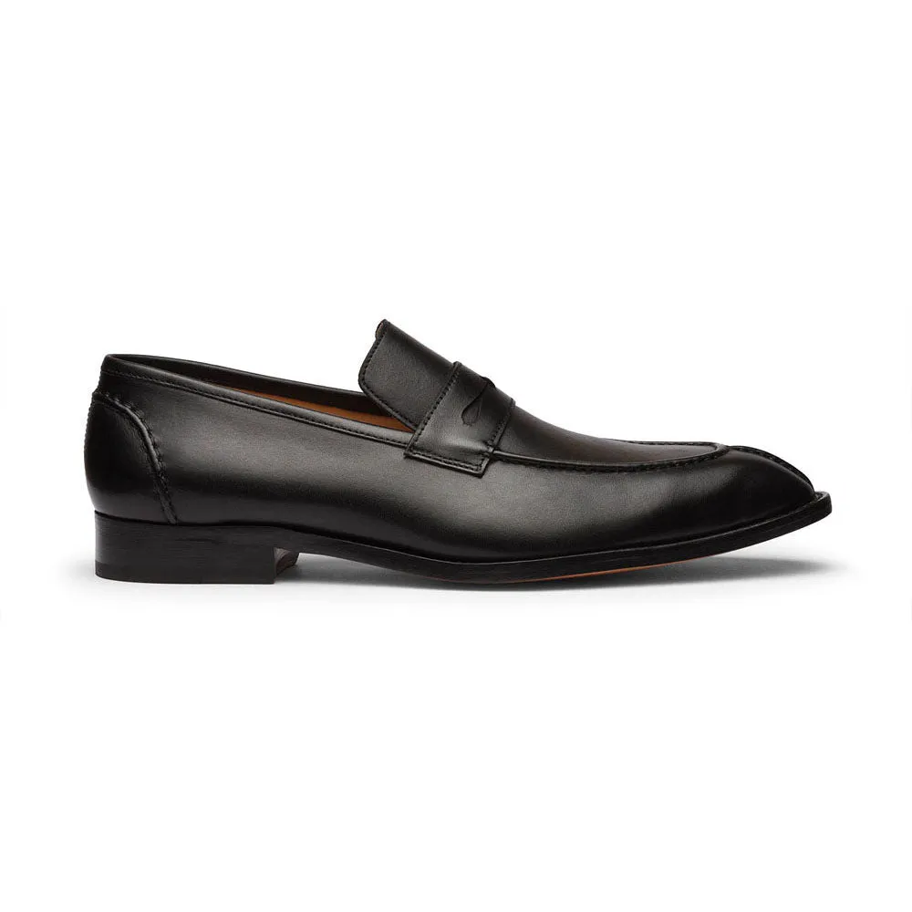 Black Sqaure Toe Cording Detail Penny Loafer