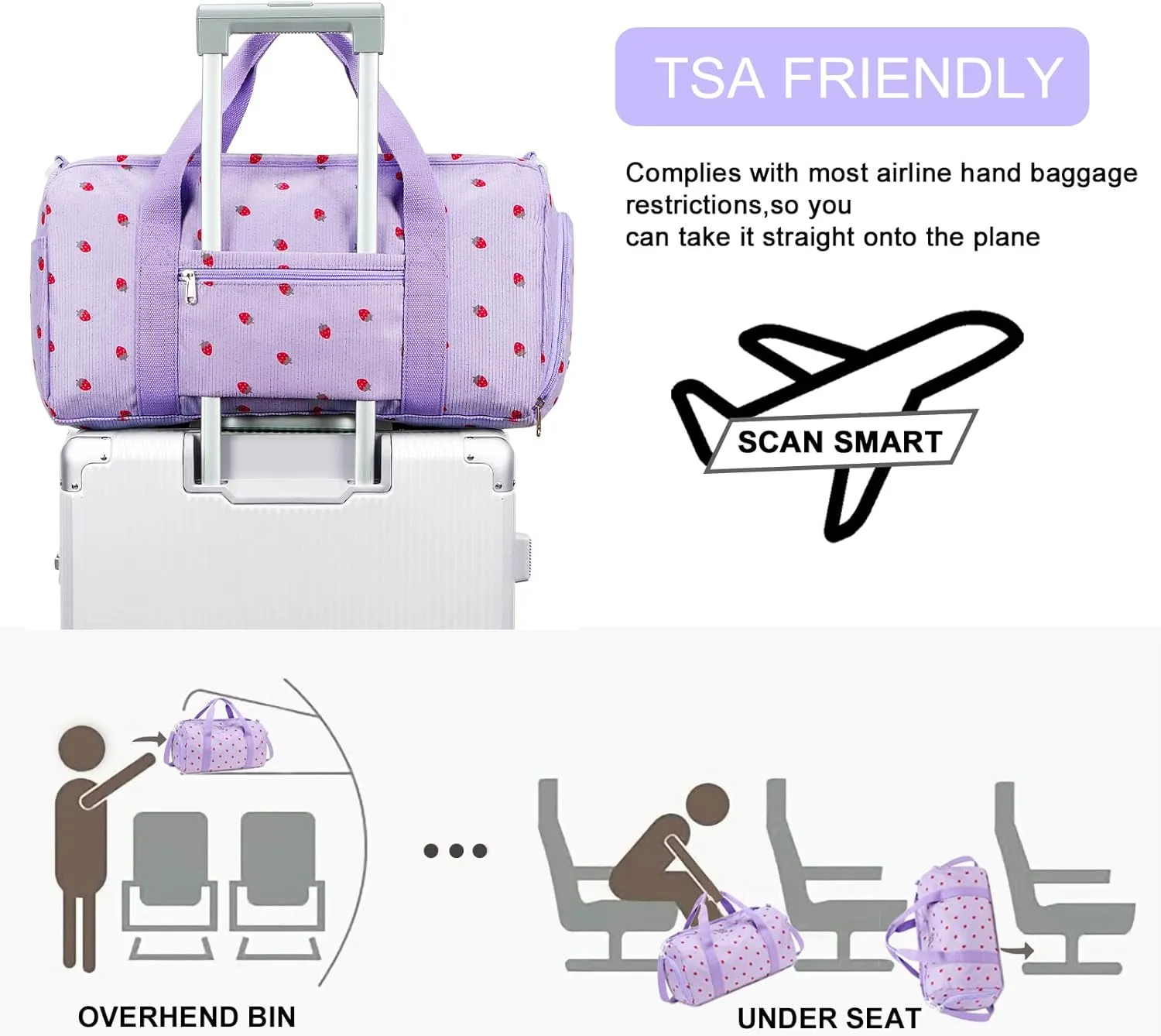 BLUBOON Duffle Bag Girls Kids Cute Gym Bag with Shoes Compartment & Wet Separation Waterproof Sports Overnight Travel Bag