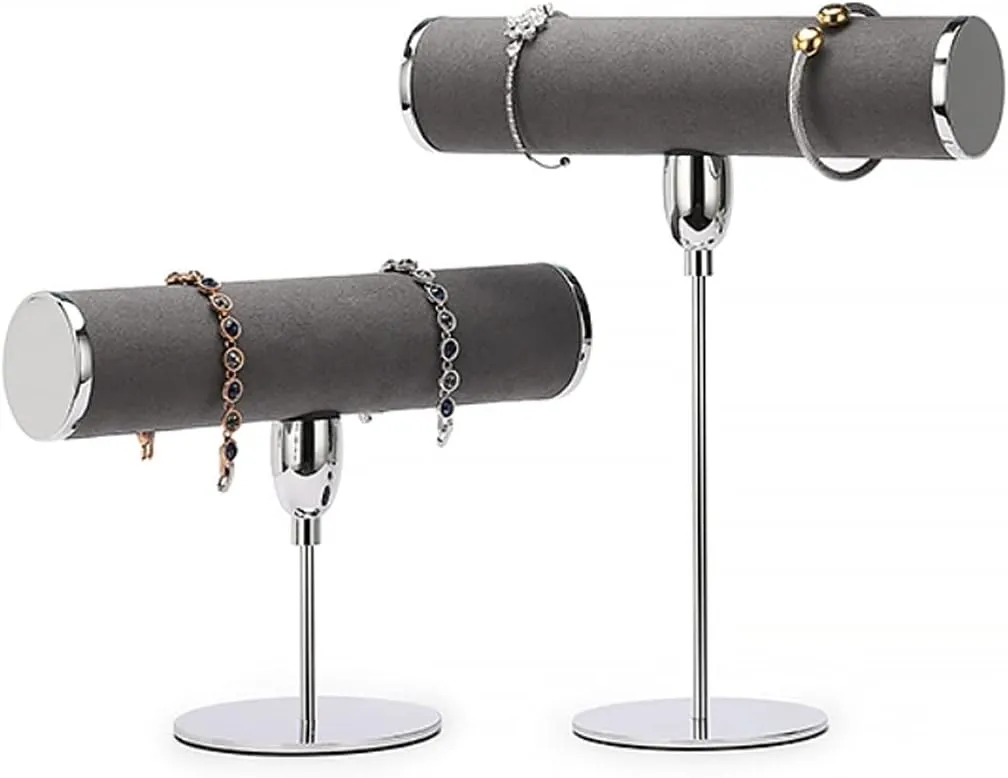 Bracelet and Necklace Display Stand Metal Wind Display Props Display Bracelet Watch Jewelry Storage Rack (Color : Gray, Size : Scode) (Gray Lcode)