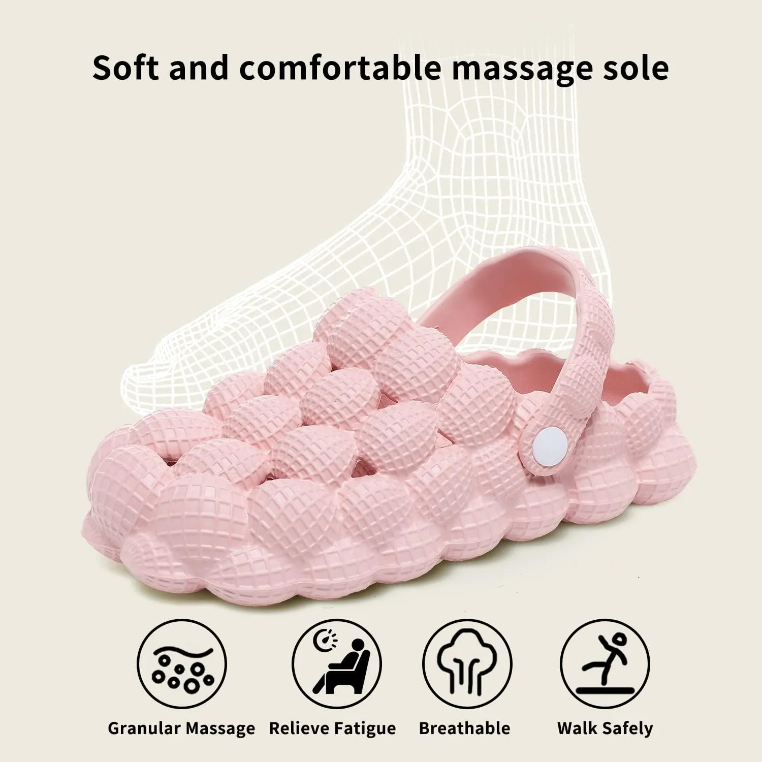 Bubble Slides with charms for Women Men, Non-slip Bubble Slippers, Soft EVA Golf Ball Slides, Cloud Cushion Thick Sole Spa Slides Slippers for Gym Shower Bedroom Home Sandals