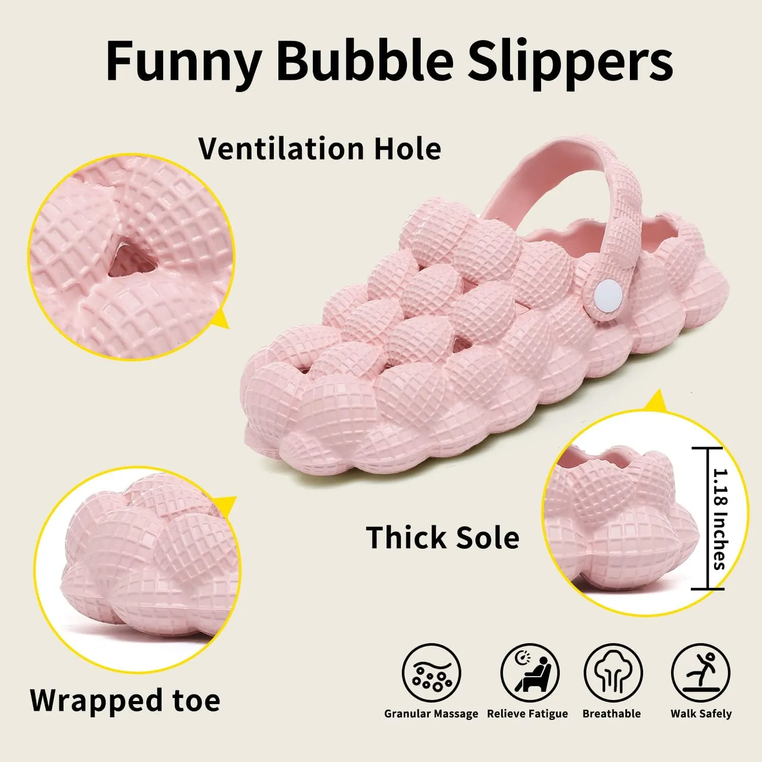 Bubble Slides with charms for Women Men, Non-slip Bubble Slippers, Soft EVA Golf Ball Slides, Cloud Cushion Thick Sole Spa Slides Slippers for Gym Shower Bedroom Home Sandals