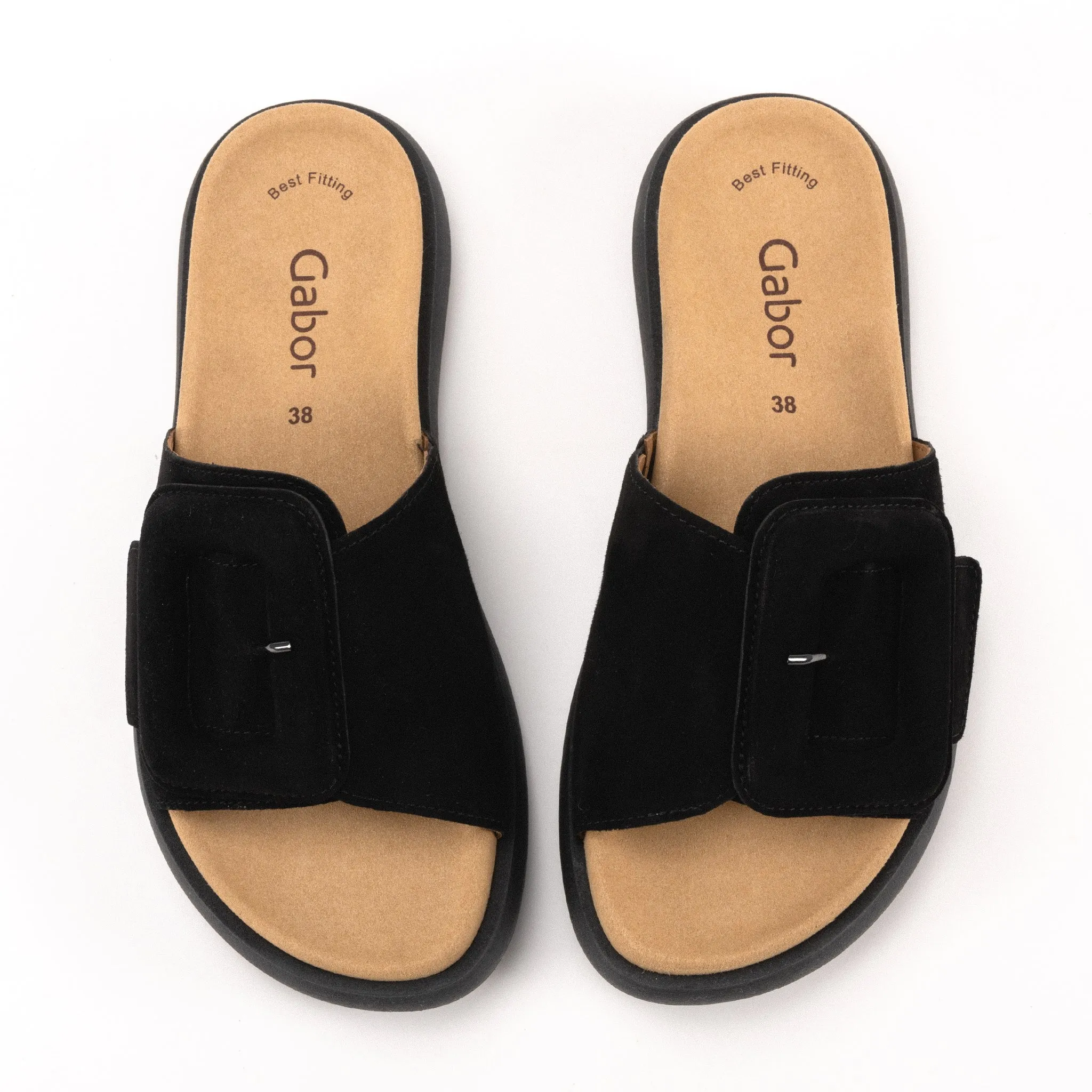 BUCKLE SLIDE - BLACK - NUBUCK