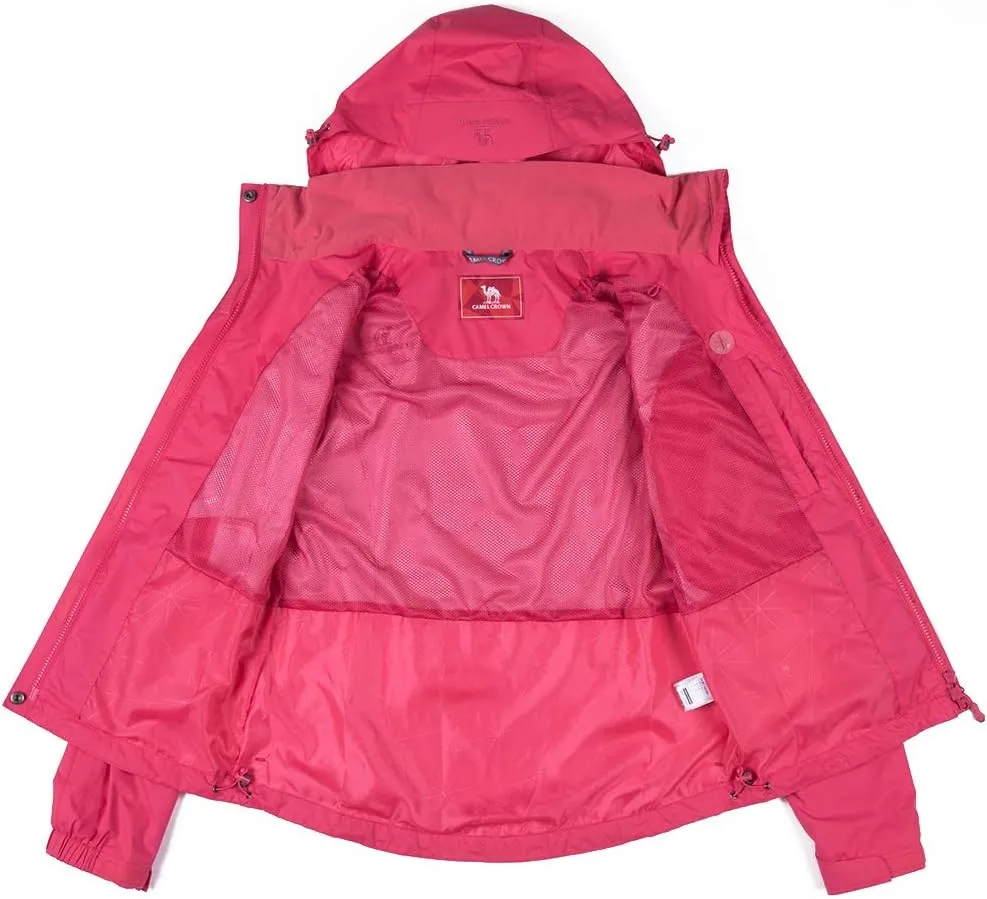 CAMEL CROWN Women's Lightweight Rain Jacket Waterproof Windbreaker Hooded Coat Shell for Outdoor Hiking Climbing Traveling