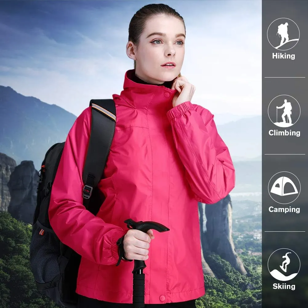 CAMEL CROWN Women's Lightweight Rain Jacket Waterproof Windbreaker Hooded Coat Shell for Outdoor Hiking Climbing Traveling