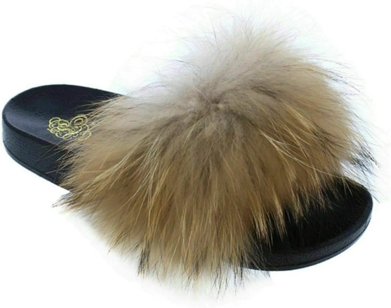 Cape Robbin Flurry Footbed Pool Slide Fluffy Slippers Tan Slip On Mules Slides