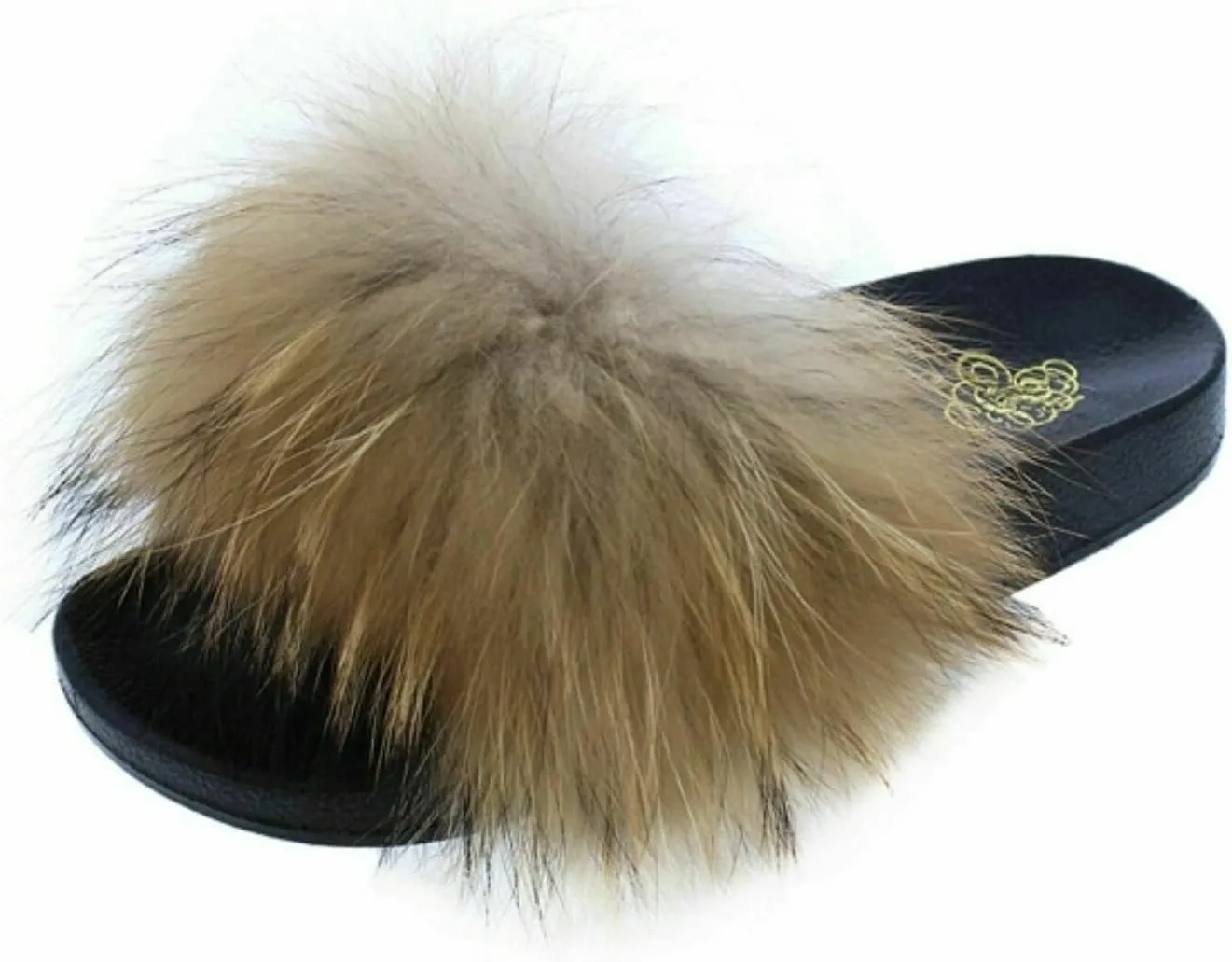 Cape Robbin Flurry Footbed Pool Slide Fluffy Slippers Tan Slip On Mules Slides