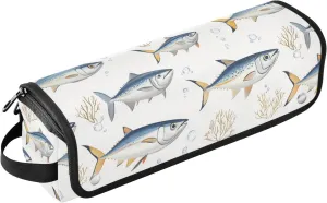 Cartoon Tuna Fish Hair Tool Travel Bag for Women with Heat Resistant Mat Carrying Case Flat Curling Iron Waterproof Organizer for Flat Irons, Straighteners, Curling Irons Travel Bag for Women
