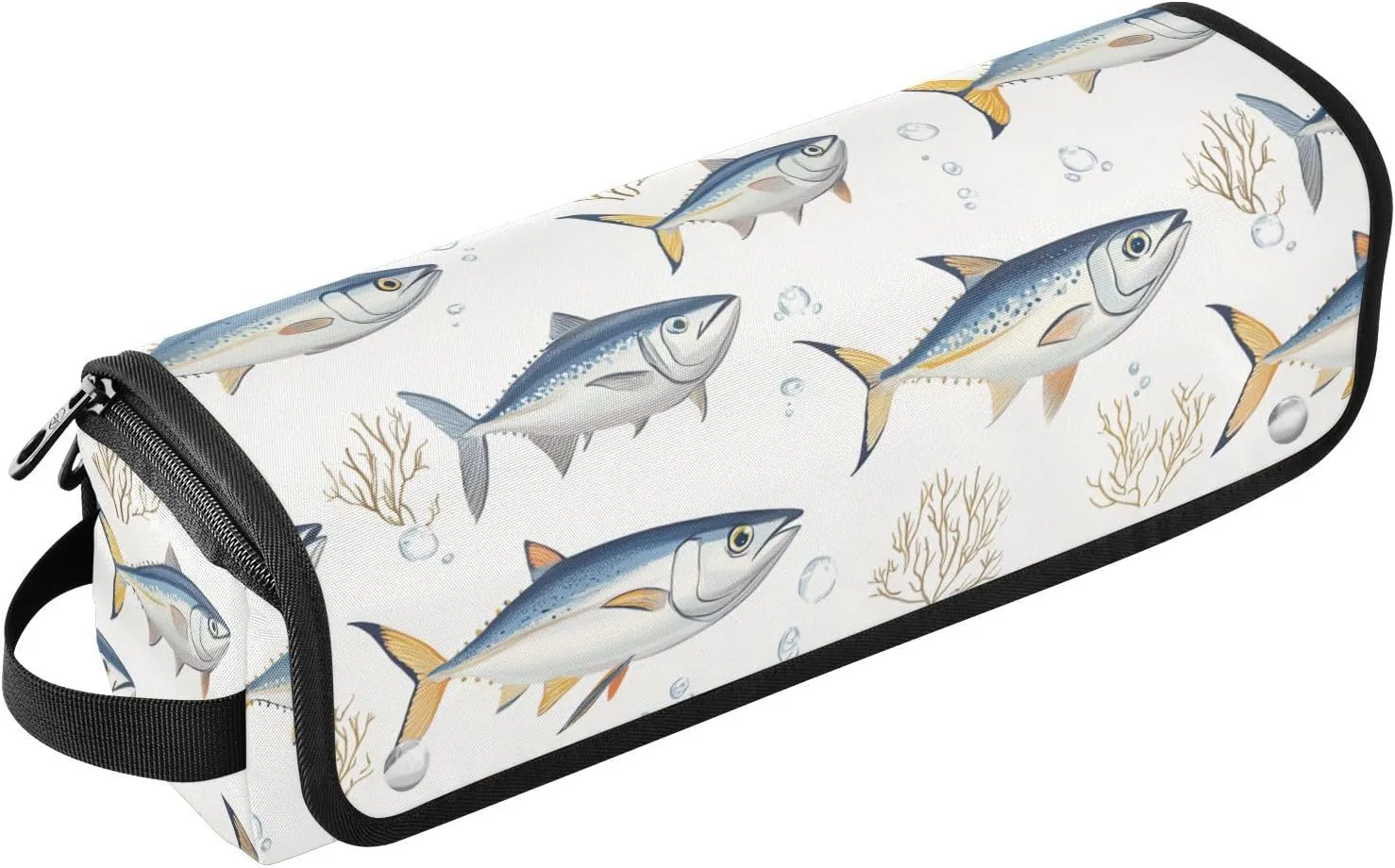 Cartoon Tuna Fish Hair Tool Travel Bag for Women with Heat Resistant Mat Carrying Case Flat Curling Iron Waterproof Organizer for Flat Irons, Straighteners, Curling Irons Travel Bag for Women