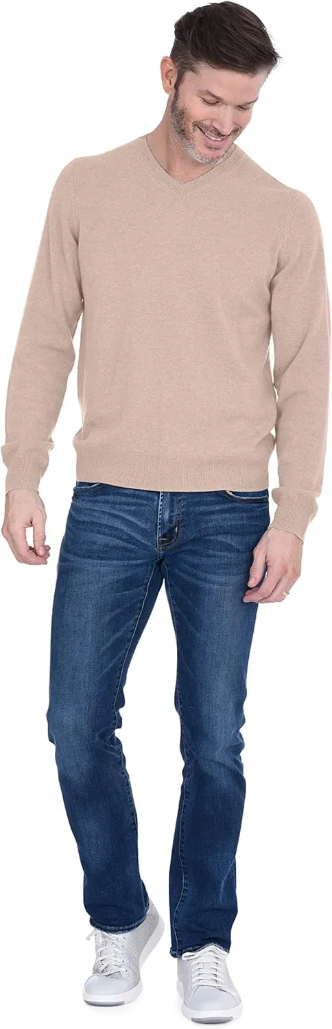 Cashmeren Men’s Basic V-Neck Sweater 100% Pure Cashmere Long Sleeve Classic Pullover