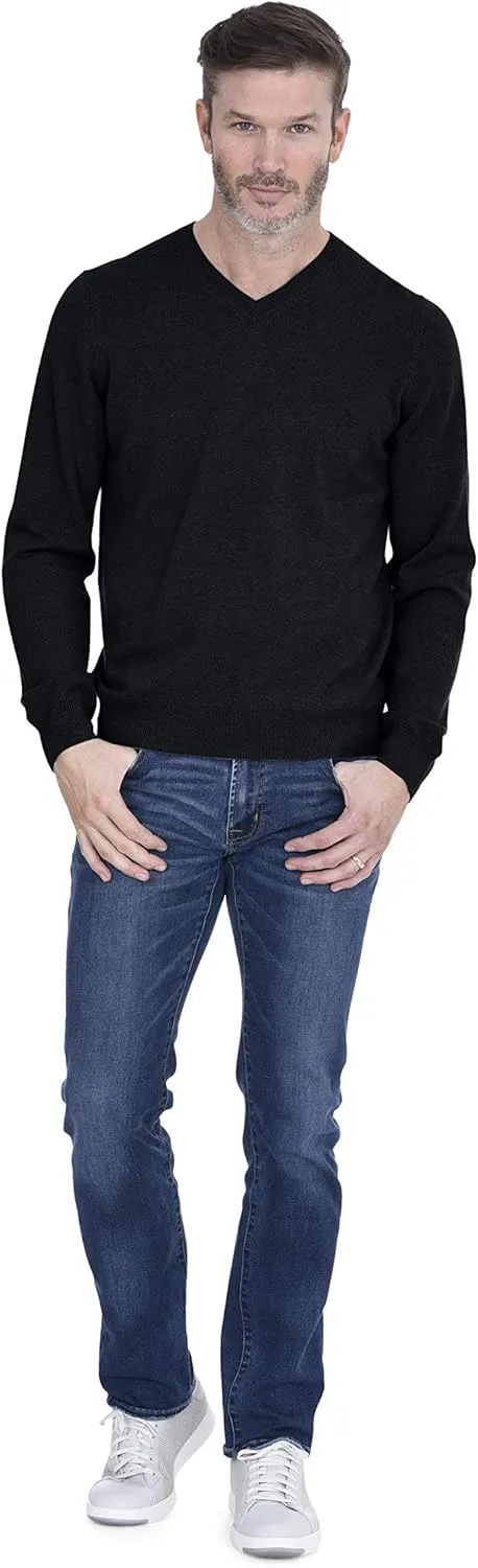 Cashmeren Men’s Basic V-Neck Sweater 100% Pure Cashmere Long Sleeve Classic Pullover