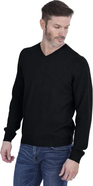 Cashmeren Men’s Basic V-Neck Sweater 100% Pure Cashmere Long Sleeve Classic Pullover