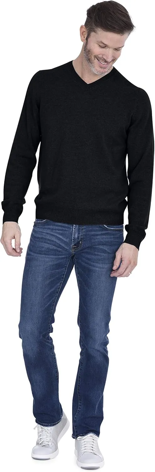Cashmeren Men’s Basic V-Neck Sweater 100% Pure Cashmere Long Sleeve Classic Pullover