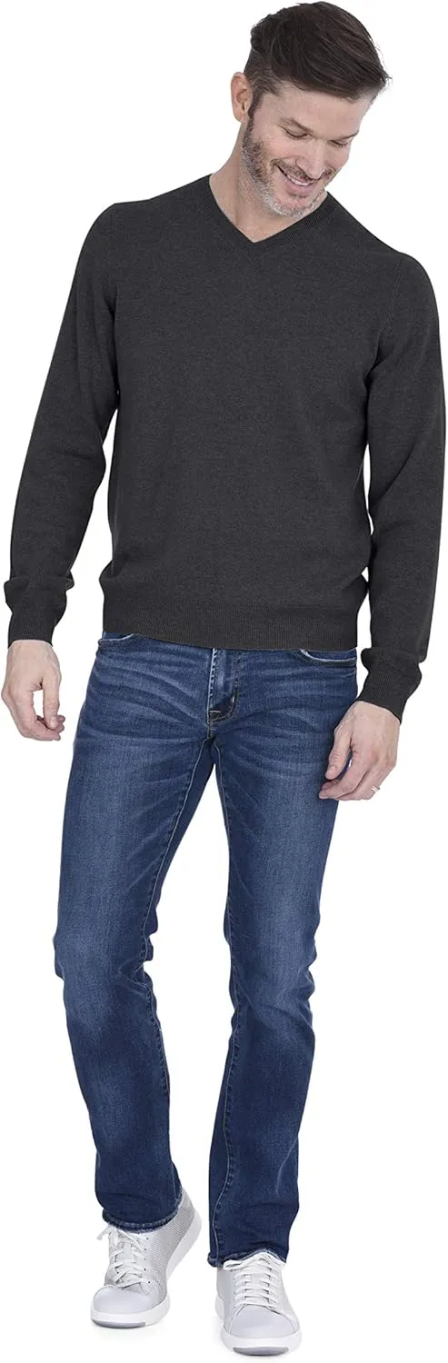 Cashmeren Men’s Basic V-Neck Sweater 100% Pure Cashmere Long Sleeve Classic Pullover