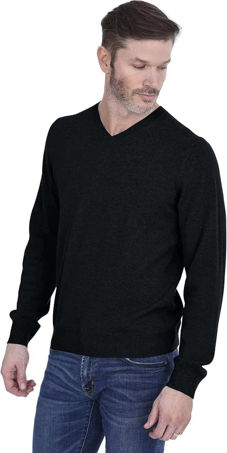 Cashmeren Men’s Basic V-Neck Sweater 100% Pure Cashmere Long Sleeve Classic Pullover
