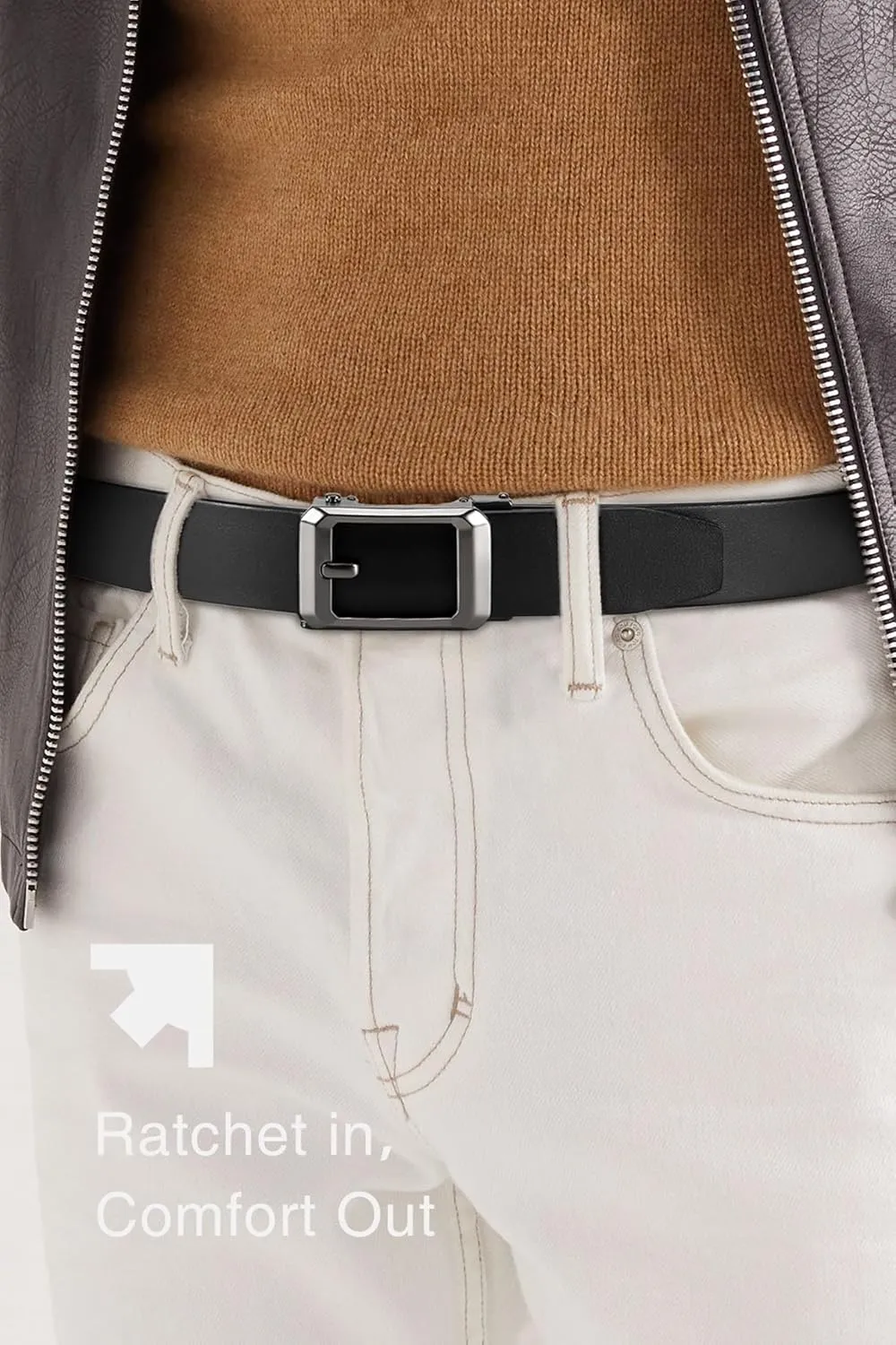 CHAOREN Ratchet Belts for Men - 1.5" Mens Belts Genuine Leather for Causual Jeans - Versatile Fit, Customizable Style