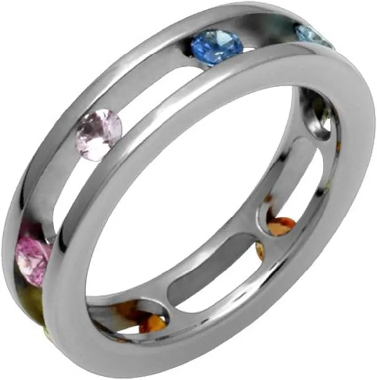 Cielo - Extravagant Colored Sapphire Titanium Eternity Band. Choose your size!