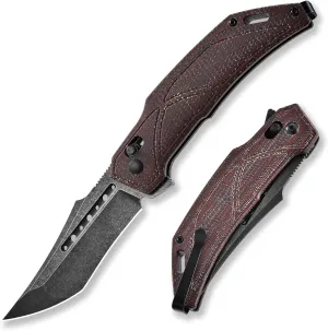 Cohesion Pocket Folding Knife EDC Knife for Camping and Hiking, D2 Steel Blade Micarta Handle Reversible Pocket Clip