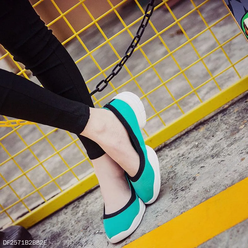 Color Block  Flat  Elastic  Round Toe  Casual Sneakers
