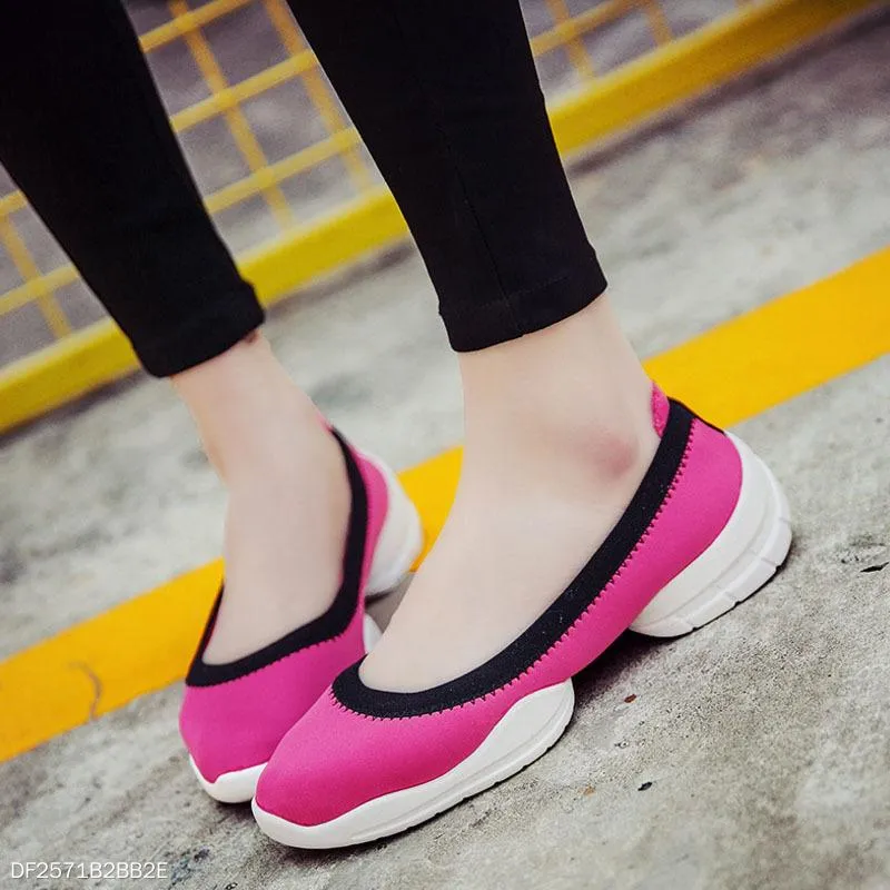 Color Block  Flat  Elastic  Round Toe  Casual Sneakers