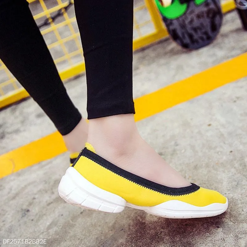Color Block  Flat  Elastic  Round Toe  Casual Sneakers