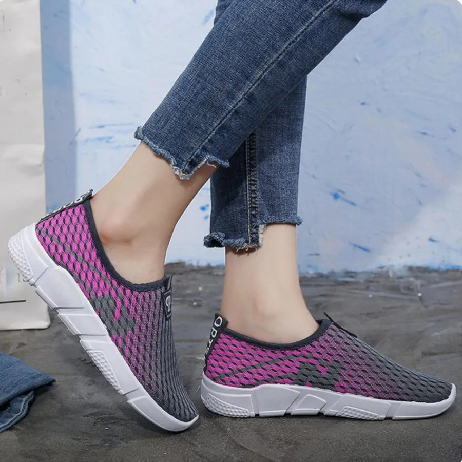 Color Block  Flat  Round Toe  Casual Sport Sneakers