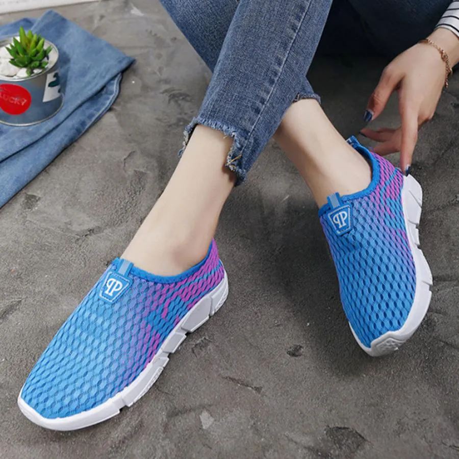 Color Block  Flat  Round Toe  Casual Sport Sneakers