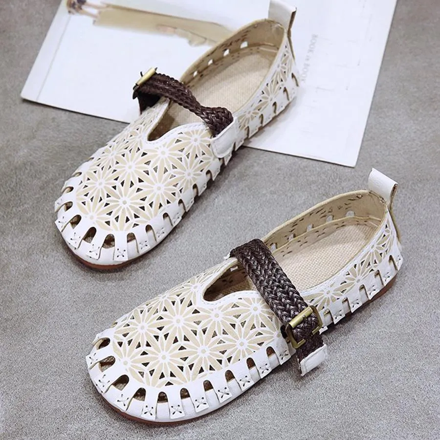 Color Block Hollow Out  Flat  Round Toe  Date Comfort Flats