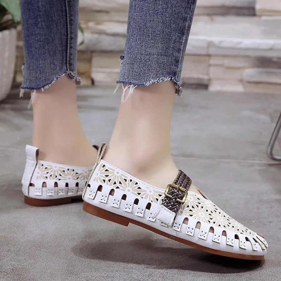 Color Block Hollow Out  Flat  Round Toe  Date Comfort Flats