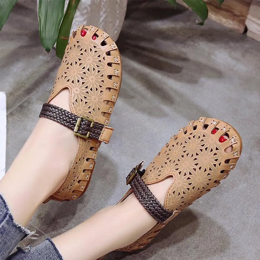 Color Block Hollow Out  Flat  Round Toe  Date Comfort Flats