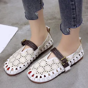 Color Block Hollow Out  Flat  Round Toe  Date Comfort Flats