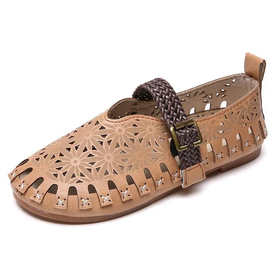 Color Block Hollow Out  Flat  Round Toe  Date Comfort Flats