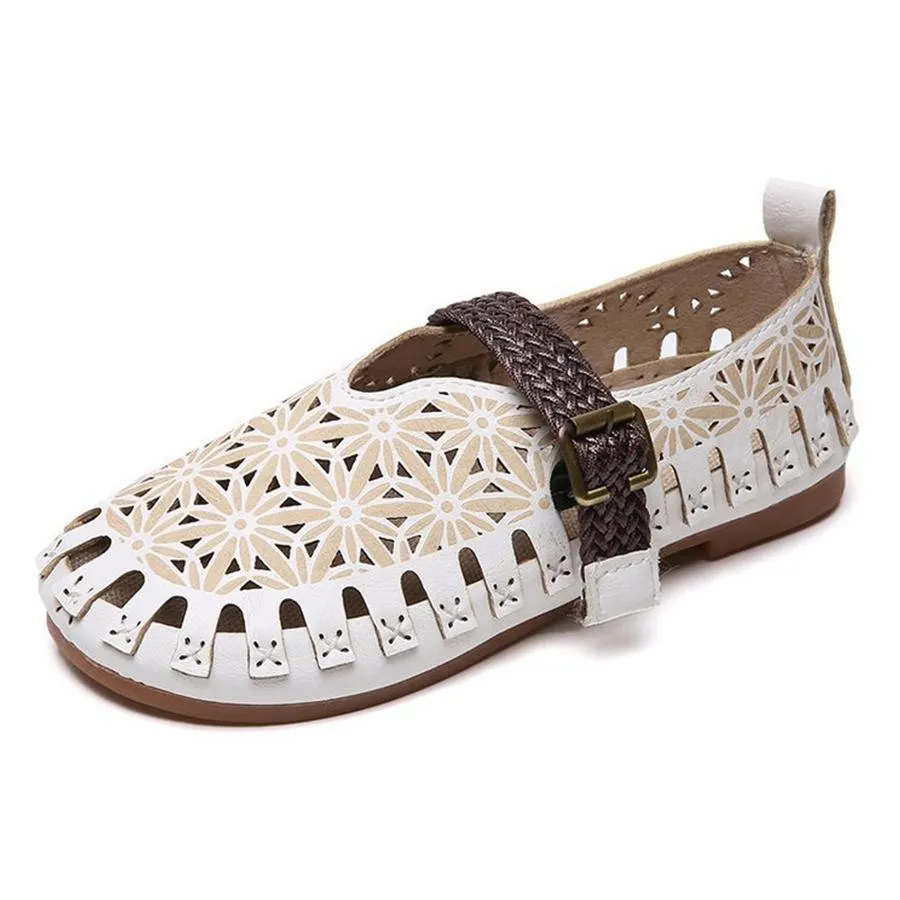 Color Block Hollow Out  Flat  Round Toe  Date Comfort Flats