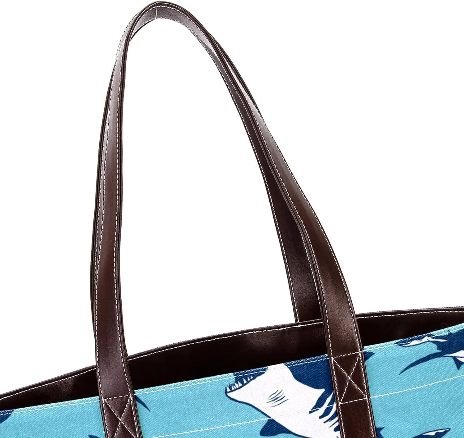 Colorful Ocean Shark Shoulder Purses for Women Large Soft Washed Leather Purses and Durable Handbags