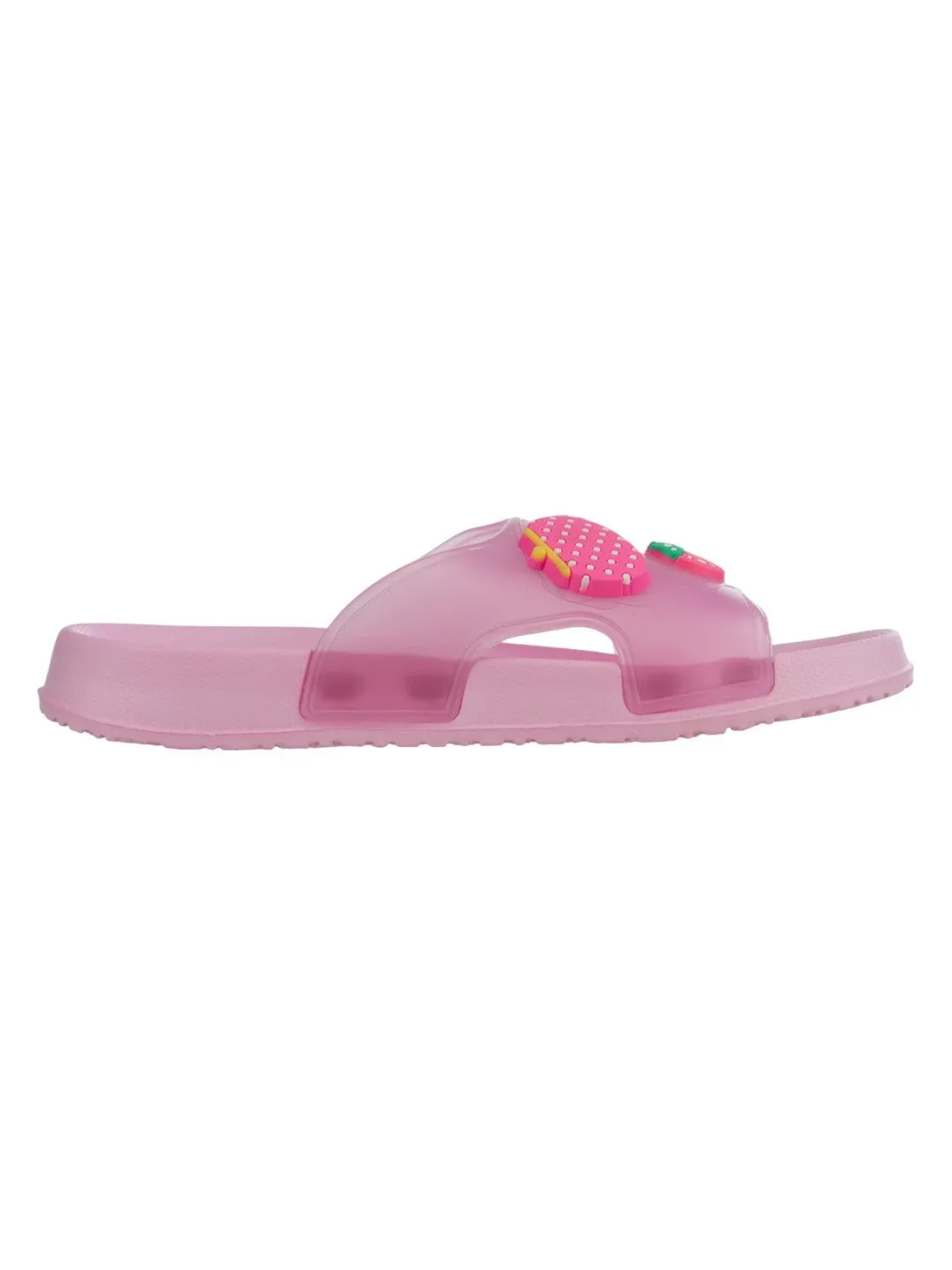 Comfy & Colorful Strawberry, Heart Candy & Purse Charms Slides for Girls- Pink