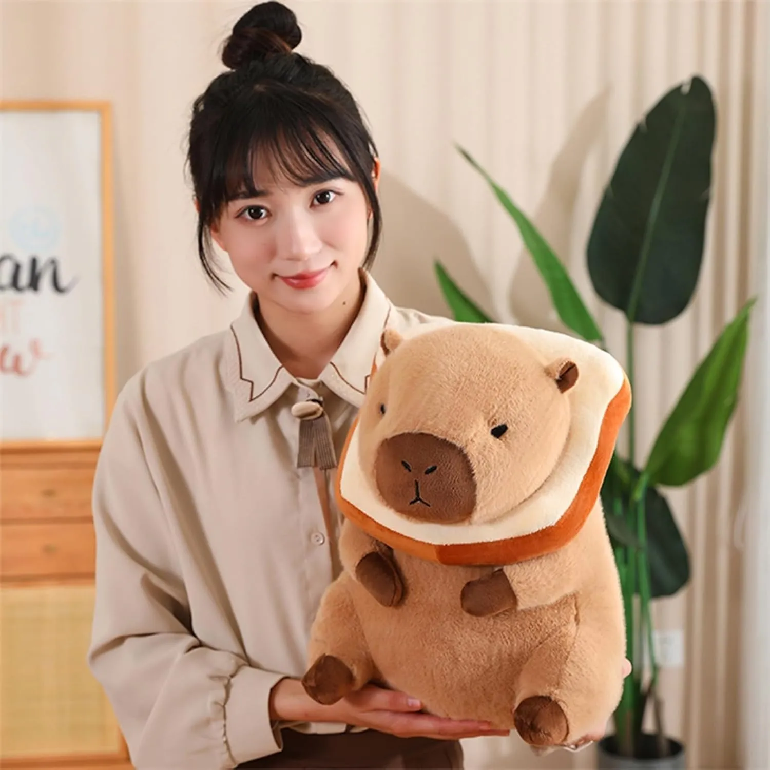 Cute Capybar Stuffed Animals with Wearable Toast headsetwear Capybar, Gifts for Kids (11 in Bread Capybar)