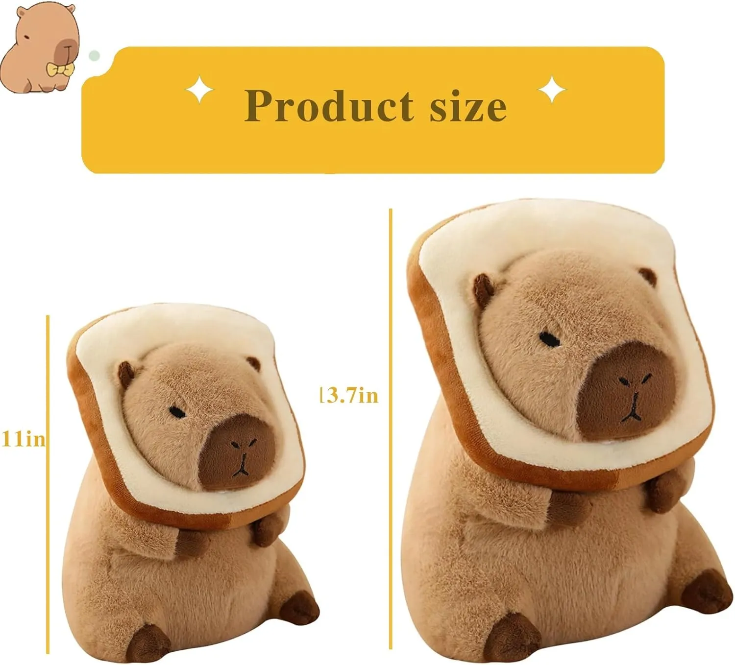 Cute Capybar Stuffed Animals with Wearable Toast headsetwear Capybar, Gifts for Kids (11 in Bread Capybar)