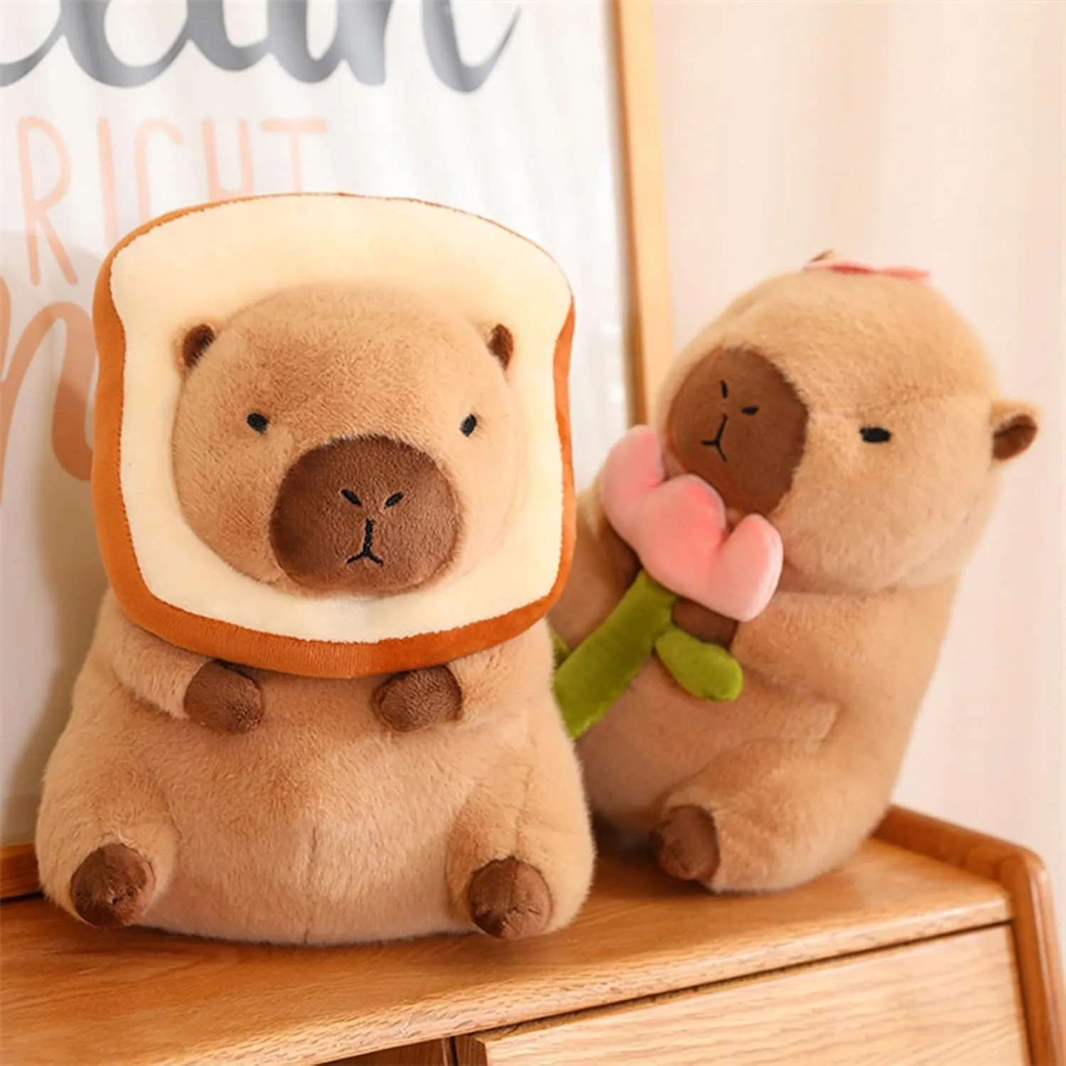 Cute Capybar Stuffed Animals with Wearable Toast headsetwear Capybar, Gifts for Kids (11 in Bread Capybar)