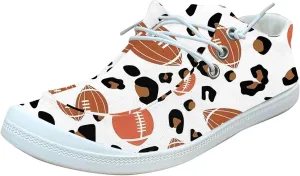 DIYCAM Women Sport Day Baseball Printed Boat Shoes Casual Canvas Loafers for Women Slip On Deck Shoes, Breathable Canvas Walking Shoes