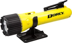 Dorcy Intrinsically Safe 124-Lumen Flashlight with Mounting Bracket and Clip, Water-Resistant, Yellow (41-0092)