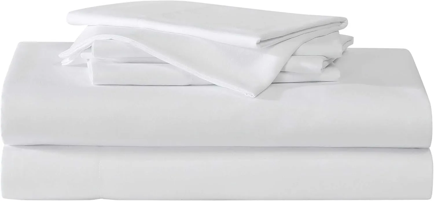 Eddie Bauer - Sheets, Super Soft Bedding with Matching Pillowcases, Temperature-Regulating Fabric, All-Around Comfort, Solid Room Essentials (Logan White, Full)