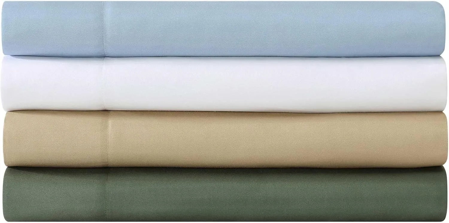 Eddie Bauer - Sheets, Super Soft Bedding with Matching Pillowcases, Temperature-Regulating Fabric, All-Around Comfort, Solid Room Essentials (Logan White, Full)