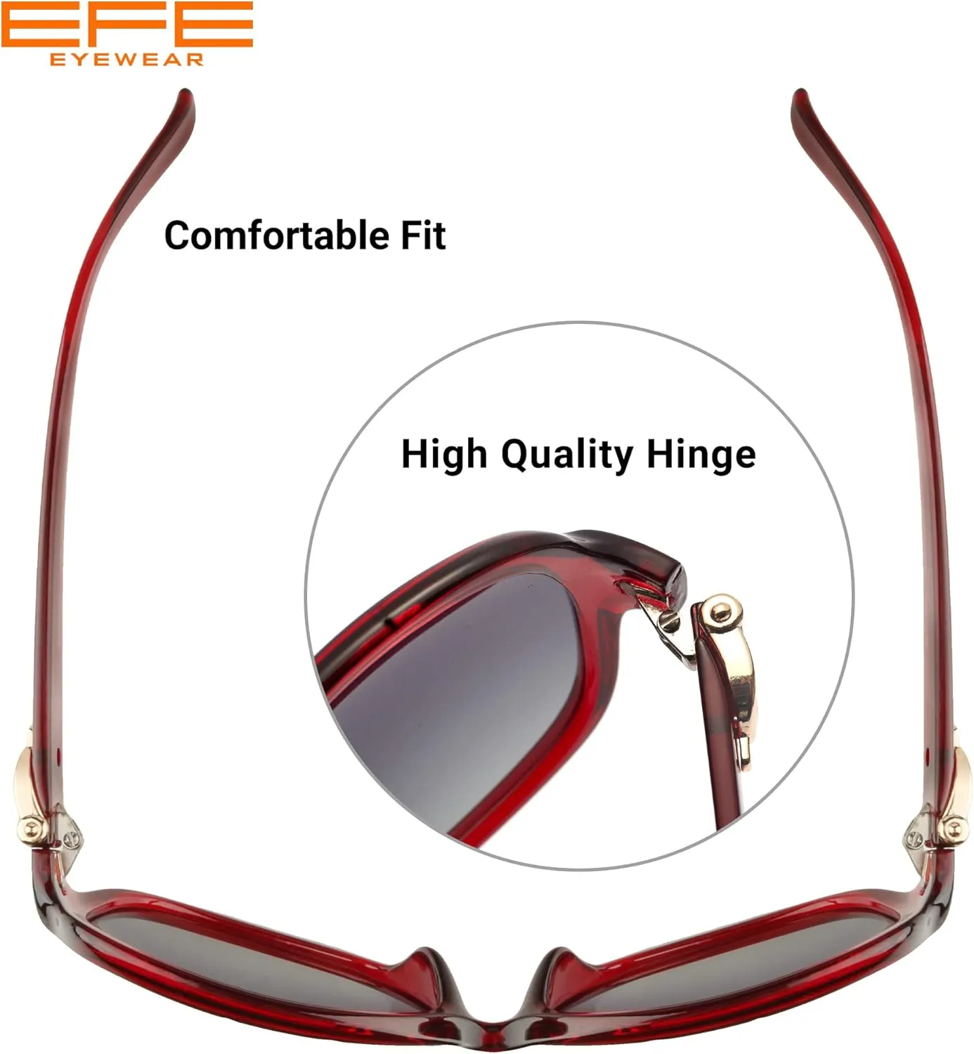 EFE Classic Oversized Polarized Sunglasses for Women Composite TR90 Frame UV 400 Protection Fashion Retro Eyewear